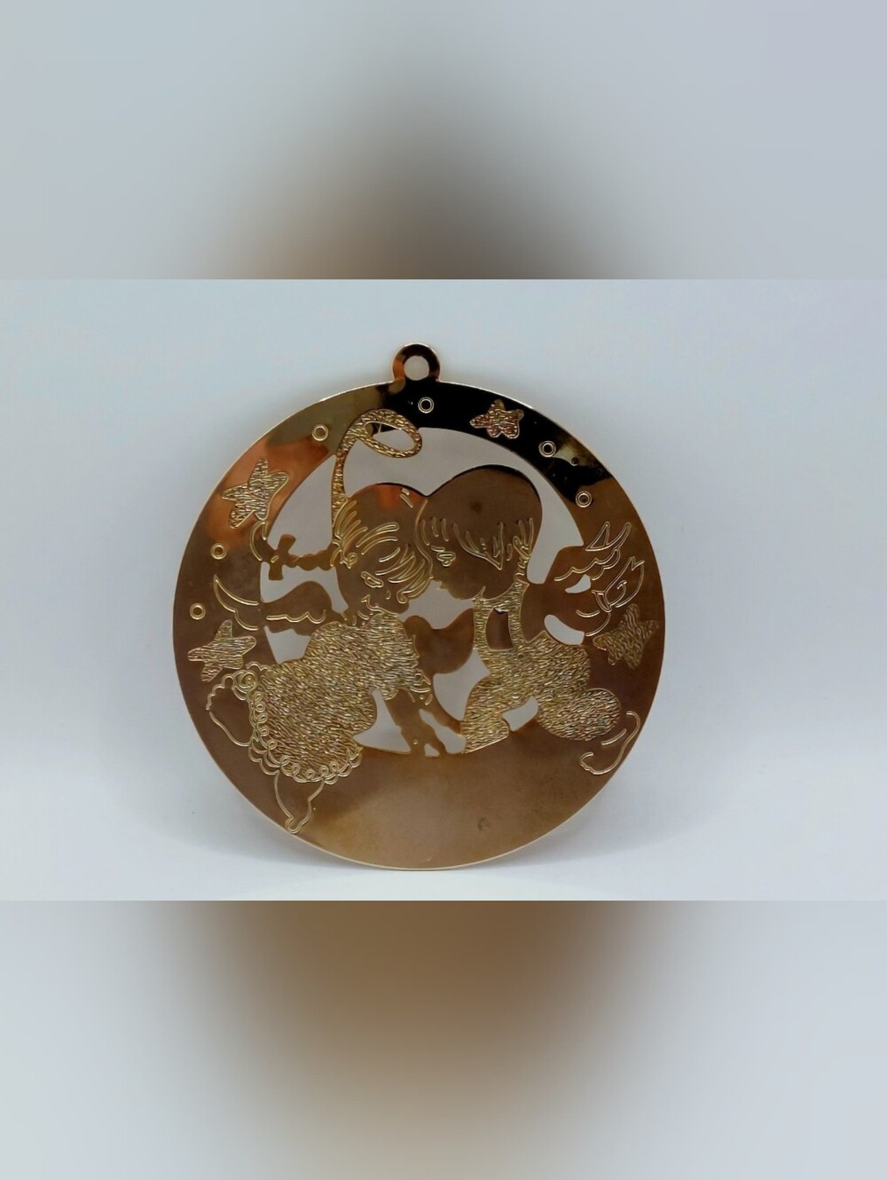 Vintage 1986 G. Duchin Gold Tone Angel Cherub Christmas Ornament